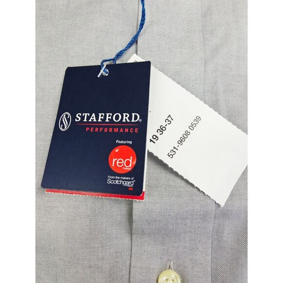 Stafford Performance Big Fit Size 19 36-37 Mens Gray Button Down Super Shirt NWT - Picture 7 of 11